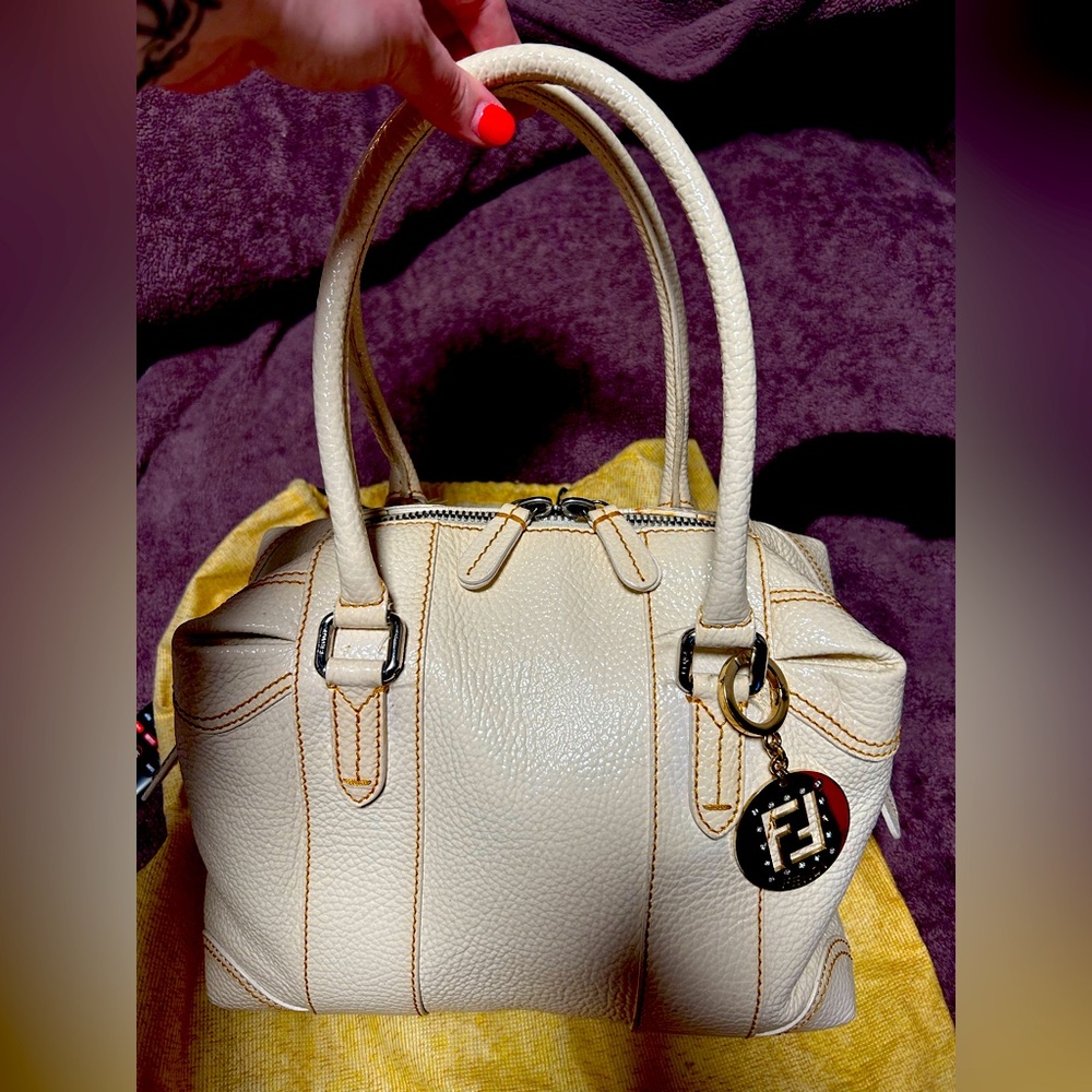 FENDI Cream Leather Handbag